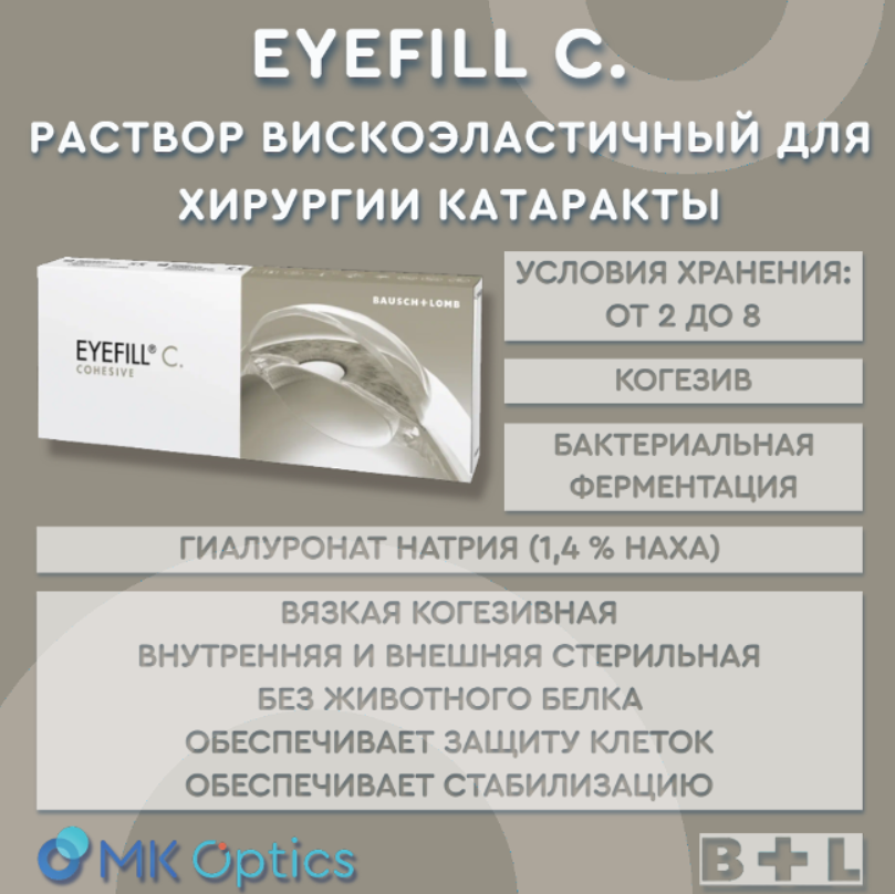 Eyefill С. раствор вискоэластичный шприц 1,0 мл Eyefill С. раствор вискоэластичный шприц 1,0 мл